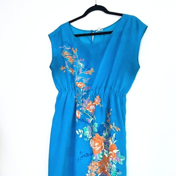 Bright blue sleeveless shirt dress Sz L